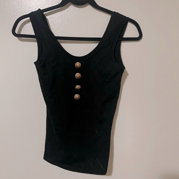 J.ING Tops - J.ING black tank top with lion buttons